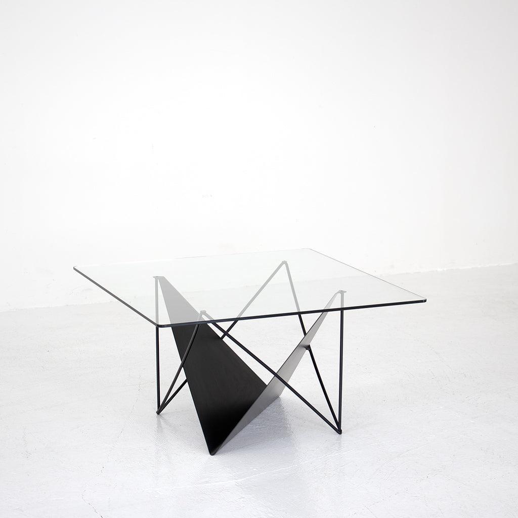 ヴィンテージ ガラス スチールフレーム コーヒーテーブル ZR24528 Glass top coffee table – FILM